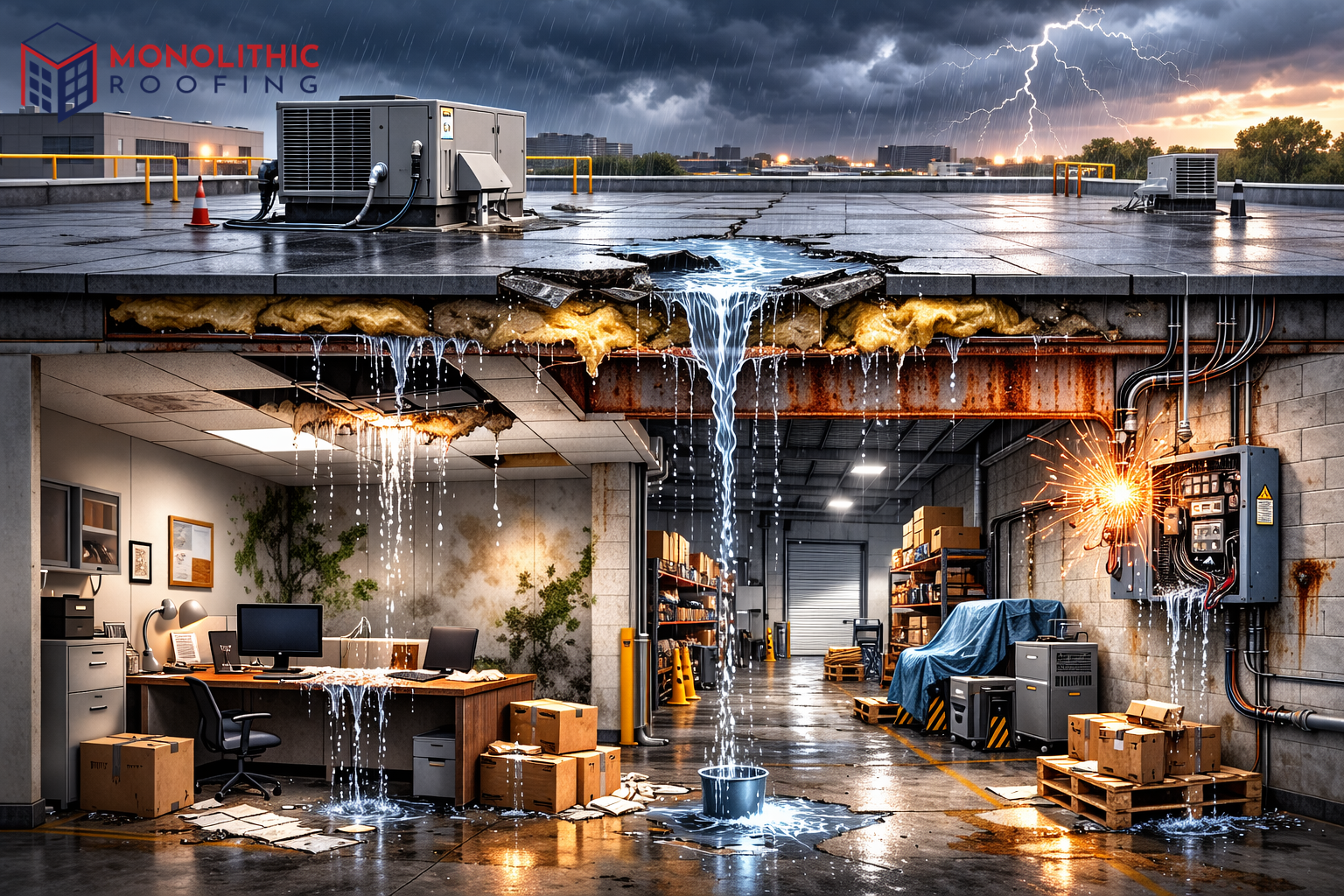 Commercial Roof Leak Graphic