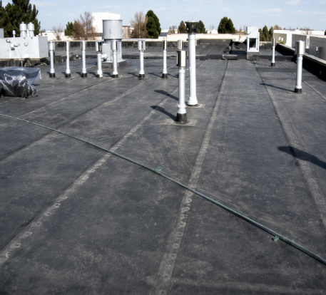 Commercial roof before restoration